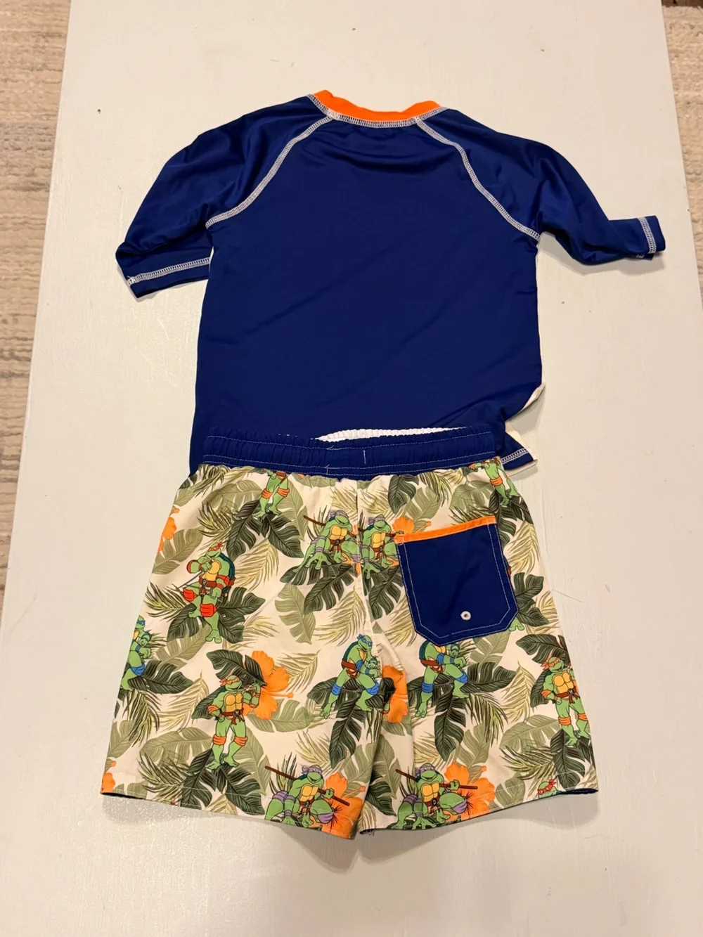 Nickelodeon Cream, Blue & Orange Ninja Turtle Adventure Swim Set Top